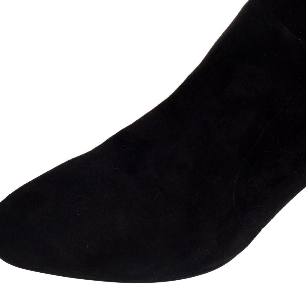 Brian Atwood Black Suede Zipper Detail Boots Size 39 1