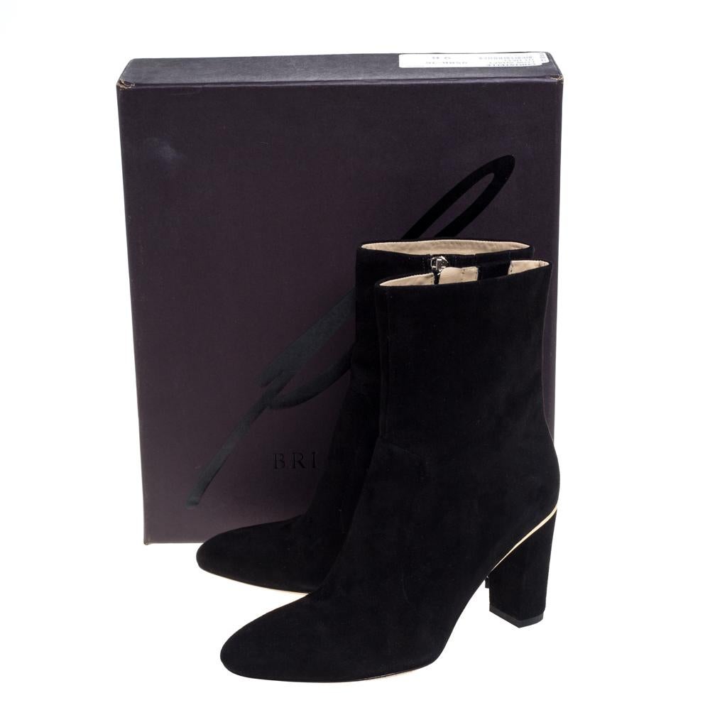 Brian Atwood Black Suede Zipper Detail Boots Size 39 2
