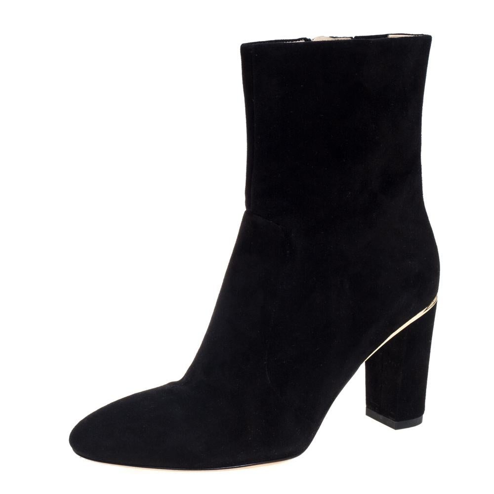 Brian Atwood Black Suede Zipper Detail Boots Size 39 3