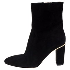 Brian Atwood Black Suede Zipper Detail Boots Size 39