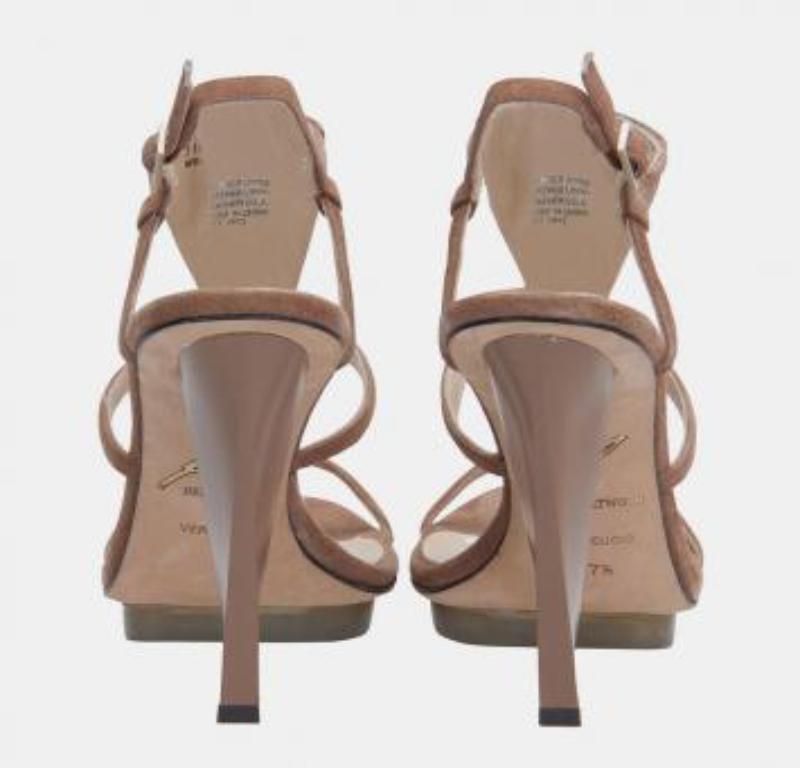 Brian Atwood Brown Suede Donasa Crystal T Strap Sandals Taglia 38 in vendita 5