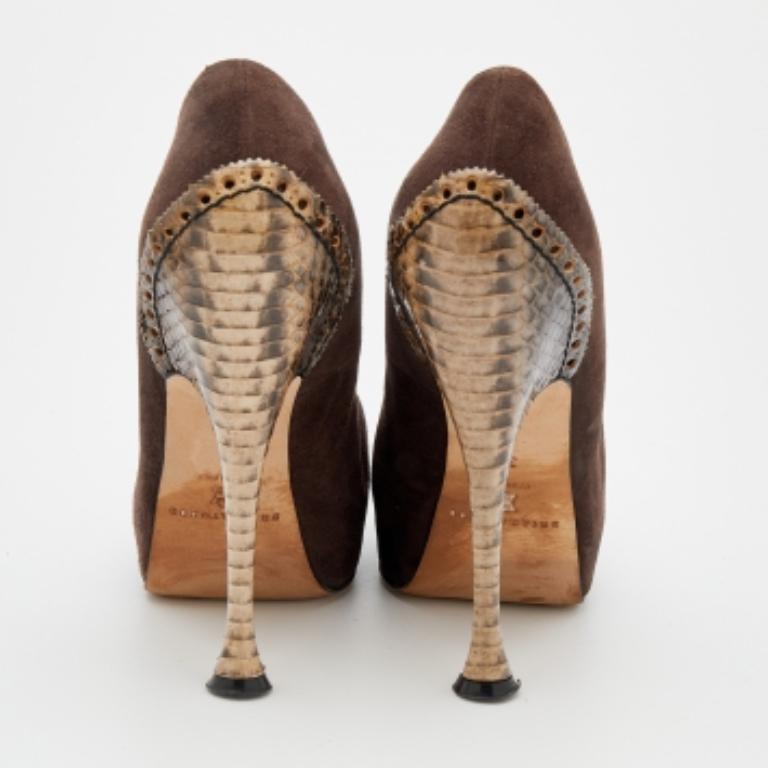 Brian Atwood Bombas de plataforma de ante marrón 38 en venta 1