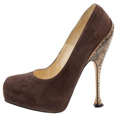Brian Atwood Brown Suede Platform Pumps 38