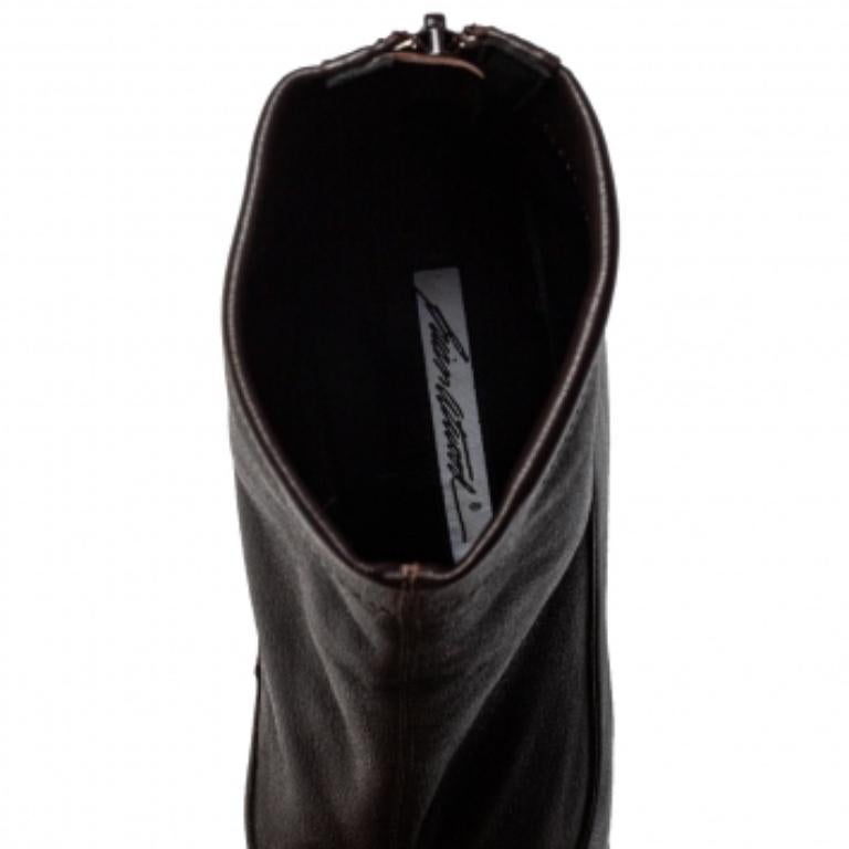 Brian Atwood Burgundy Leather Ankle Length Boots Size 38.5 For Sale 1
