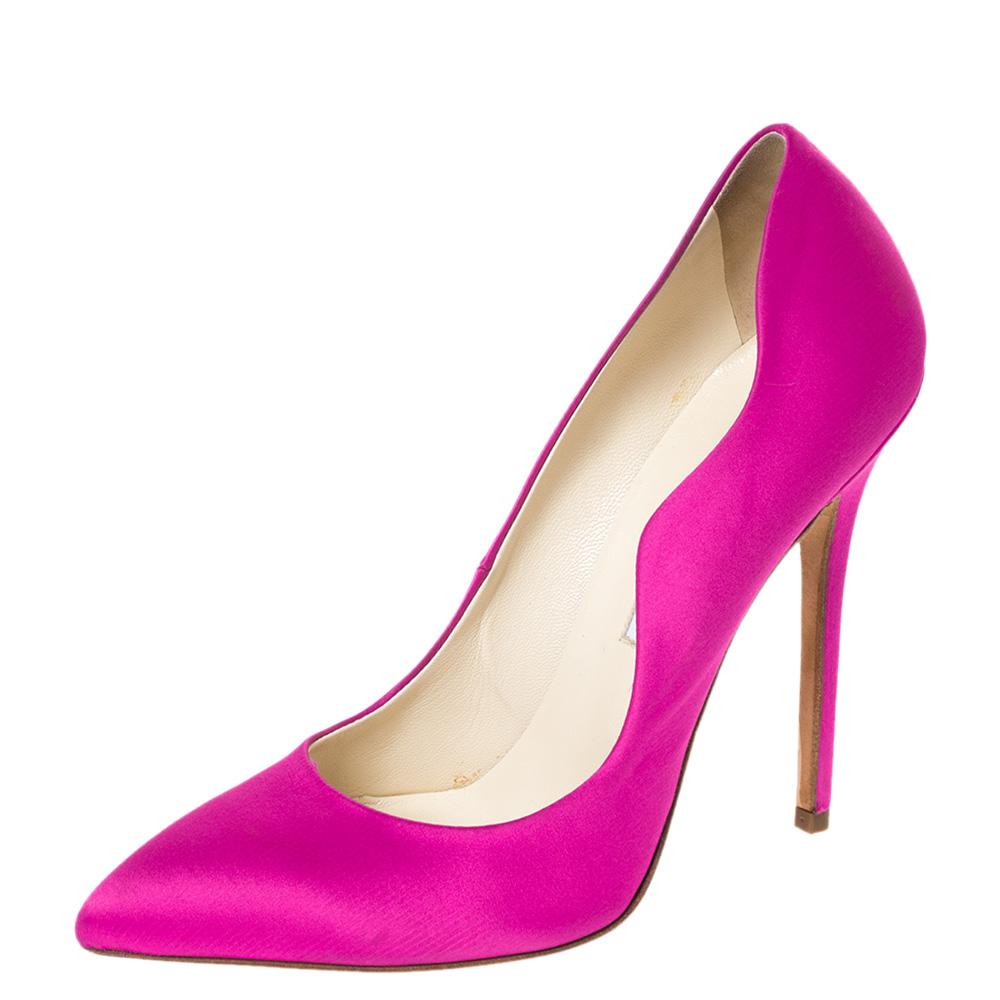 Brian Atwood Leather Pump in Fuchsia Womens Shoes Heels Wedge shoes and court shoes Purple 
