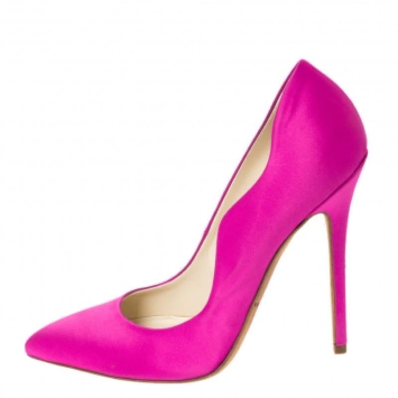 Brian Atwood Fuchsia Satin Besame Pumps Größe 37 Damen im Angebot