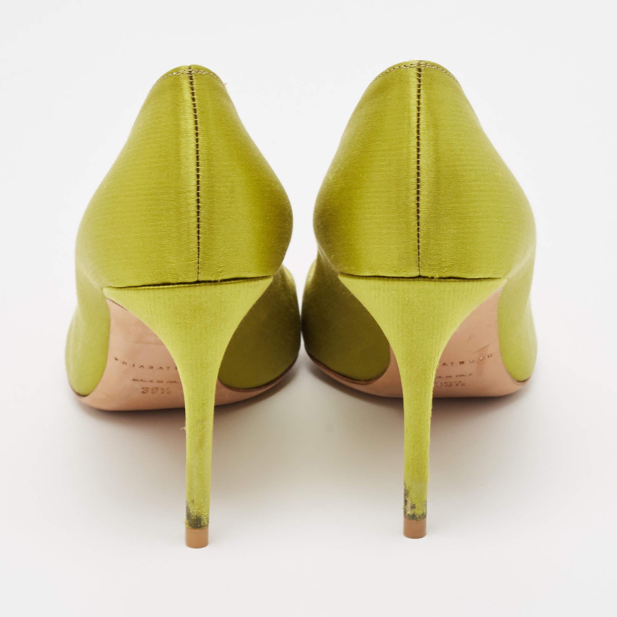 De las mujeres Brian Atwood Bombas puntiagudas de satén verde con adornos de cristal talla 39,5 en venta