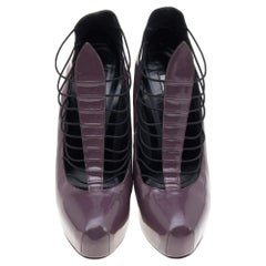 Brian Atwood Mauve Patent Leather Cage Platform Pumps Size 39