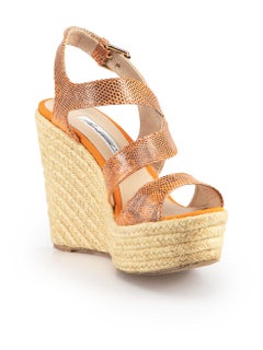 Brian Atwood - Chaussures compensées embossées en cuir orange, taille IT 40