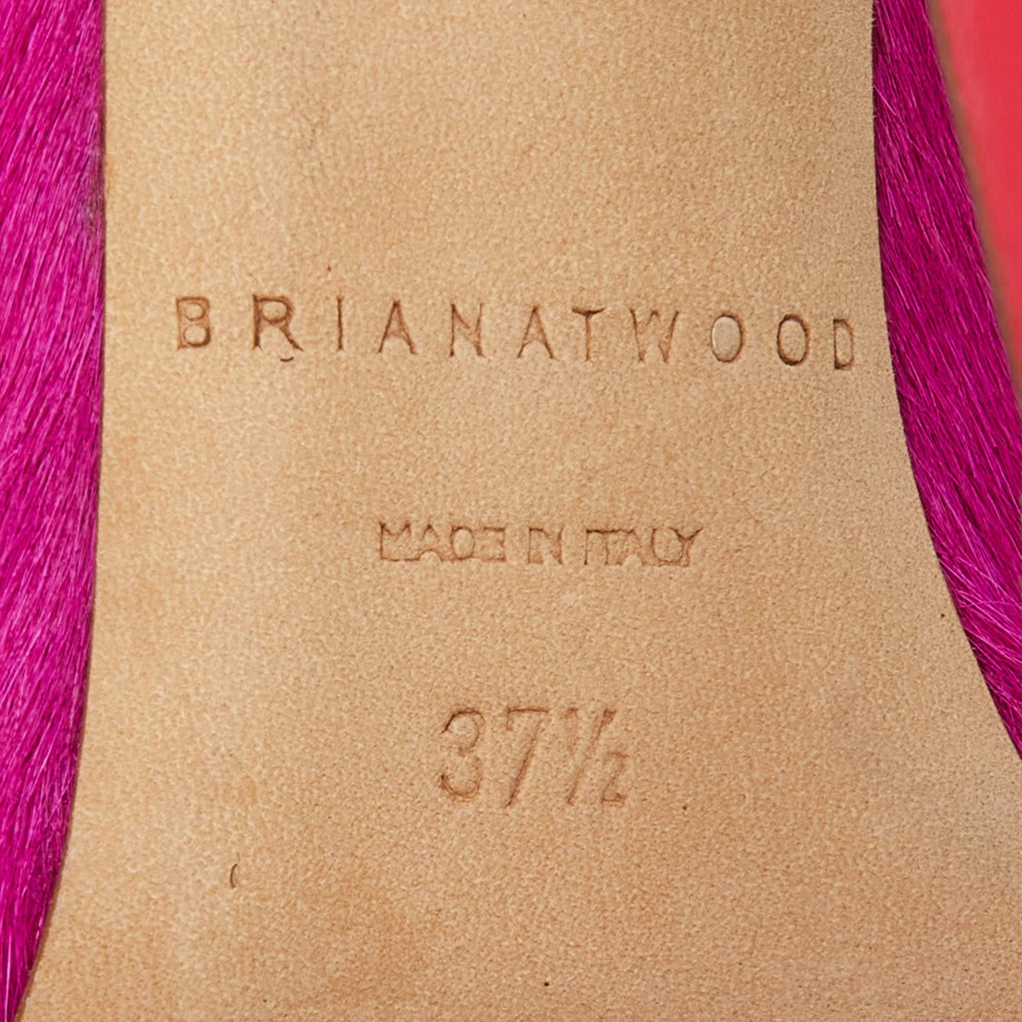 Brian Atwood Pumps in pelle di vitello e vernice rosa misura 37,5 in vendita 2