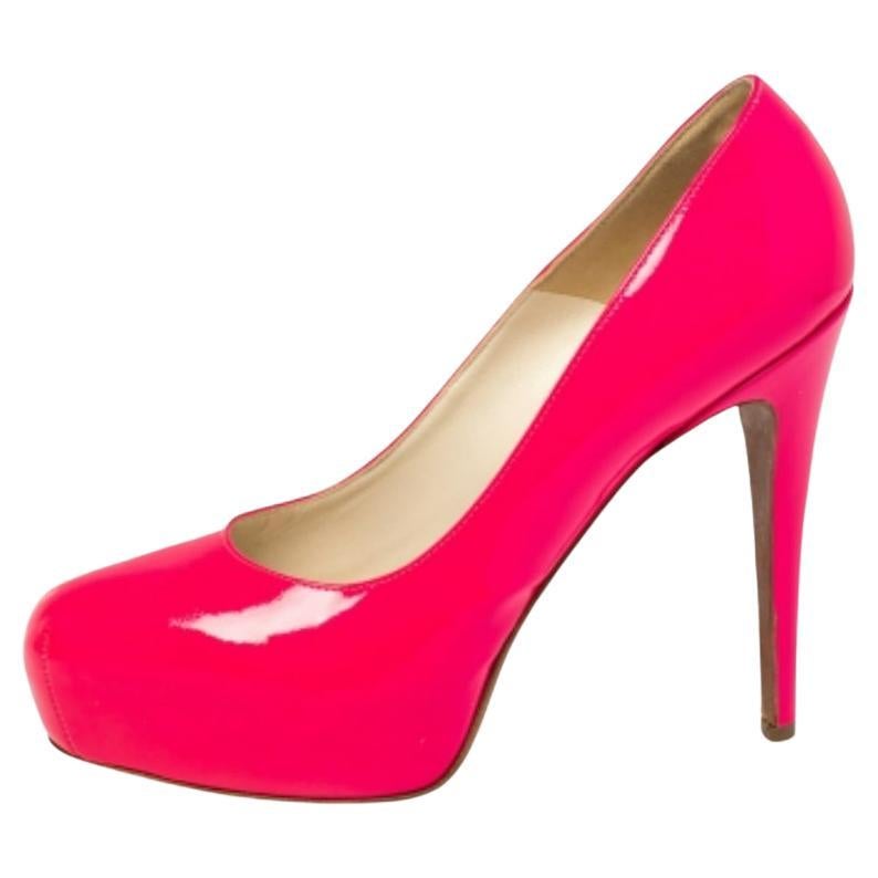 Brian Atwood Pink  Patent Leather Platform  Pumps Size 38.5 For Sale