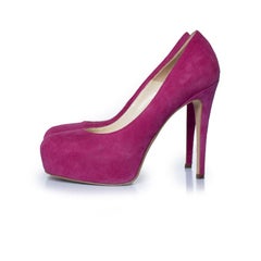 Brian Atwood, pink suede platform pumps