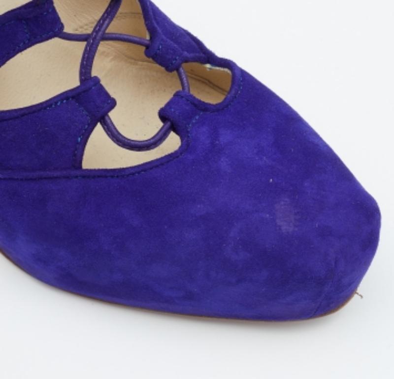 Brian Atwood Purple Suede Lace up Booties Size 38.5 For Sale 1