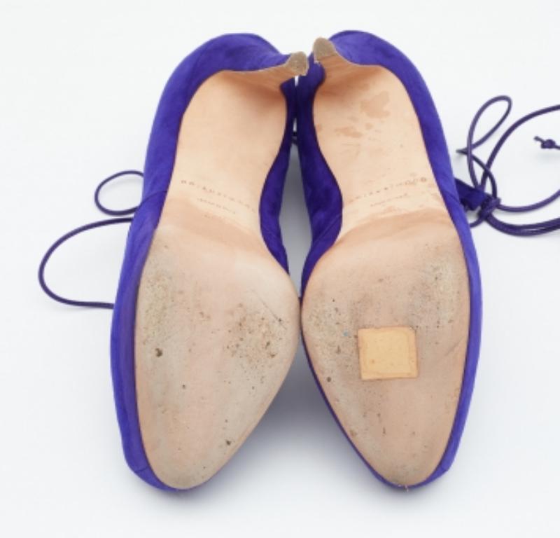 Brian Atwood Purple Suede Lace up Booties Size 38.5 For Sale 3