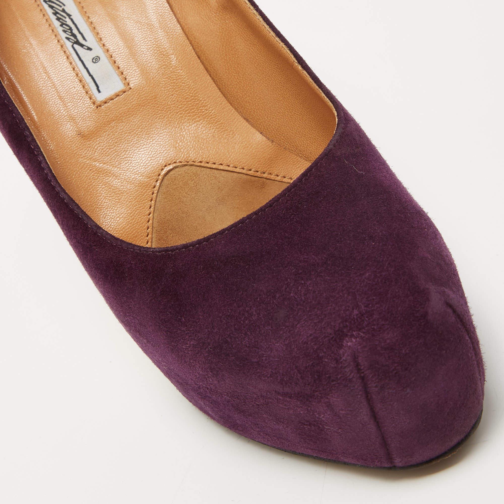 Brian Atwood Purple Suede Maniac Platform Pumps Size 38.5 For Sale 2