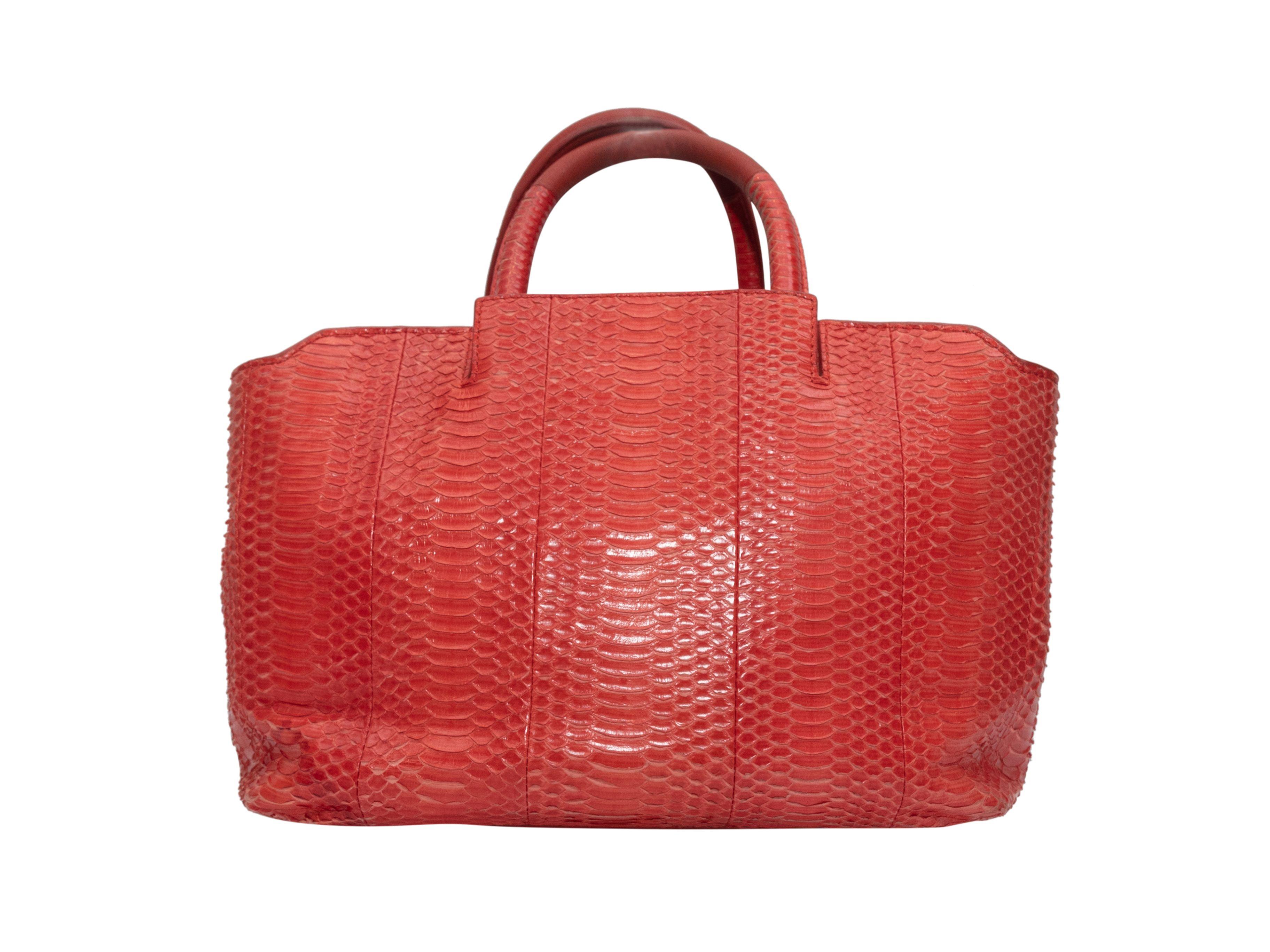 Brian Atwood Red Gloria Snakeskin Small East/West Tote Bag 1