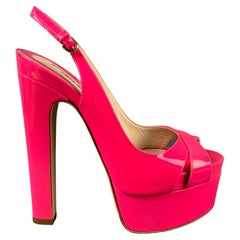 BRIAN ATWOOD Size 7.5 Pink Patent Leather Platform Sandals