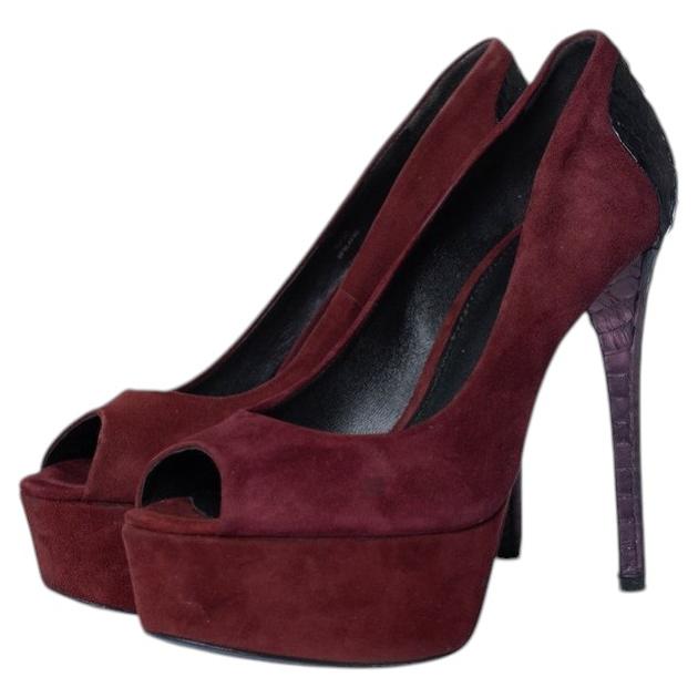 Brian Atwood, suede pumps in Burgundy For Sale