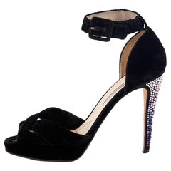 Brian Atwood Women's Black Velvet Ombre Crystal Heels