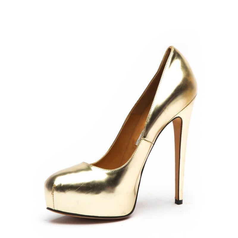 CONDITION is Very good. Minimal wear to shoes is evident. Minor scuffing on heels is seen on this used Brian Atwood designer resale item.   Details  Gold Leather Almond toe High heel Slip on fastening       Made in Italy     Composition EXTERIOR: