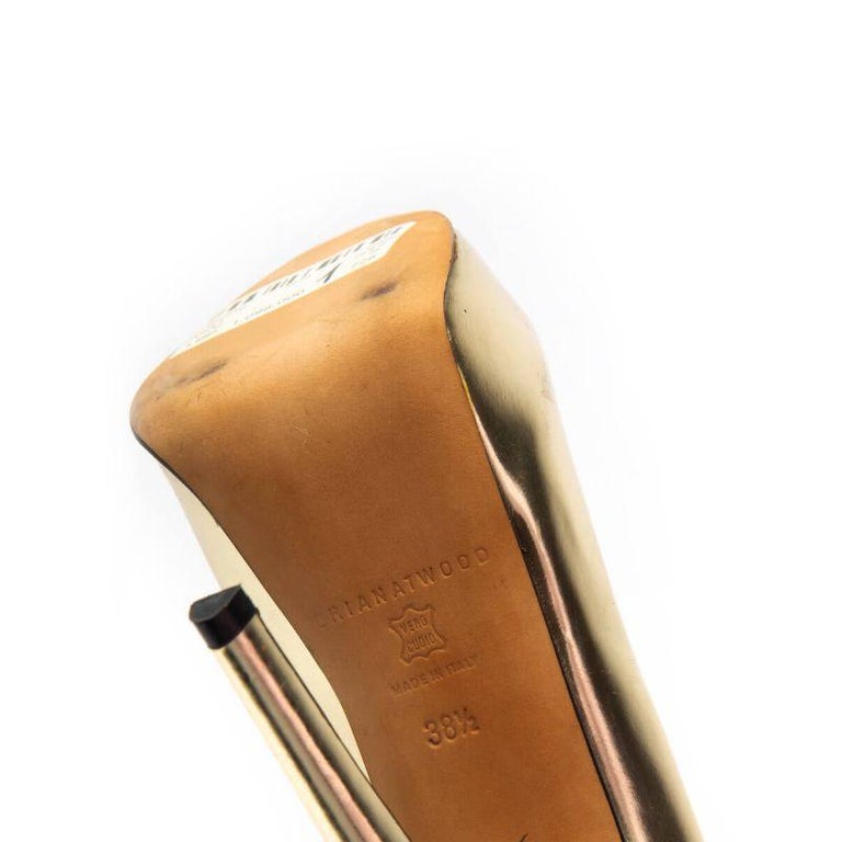 Brian Atwood Women's Platform Gold Patent Leather Heels For Sale at 1stDibs