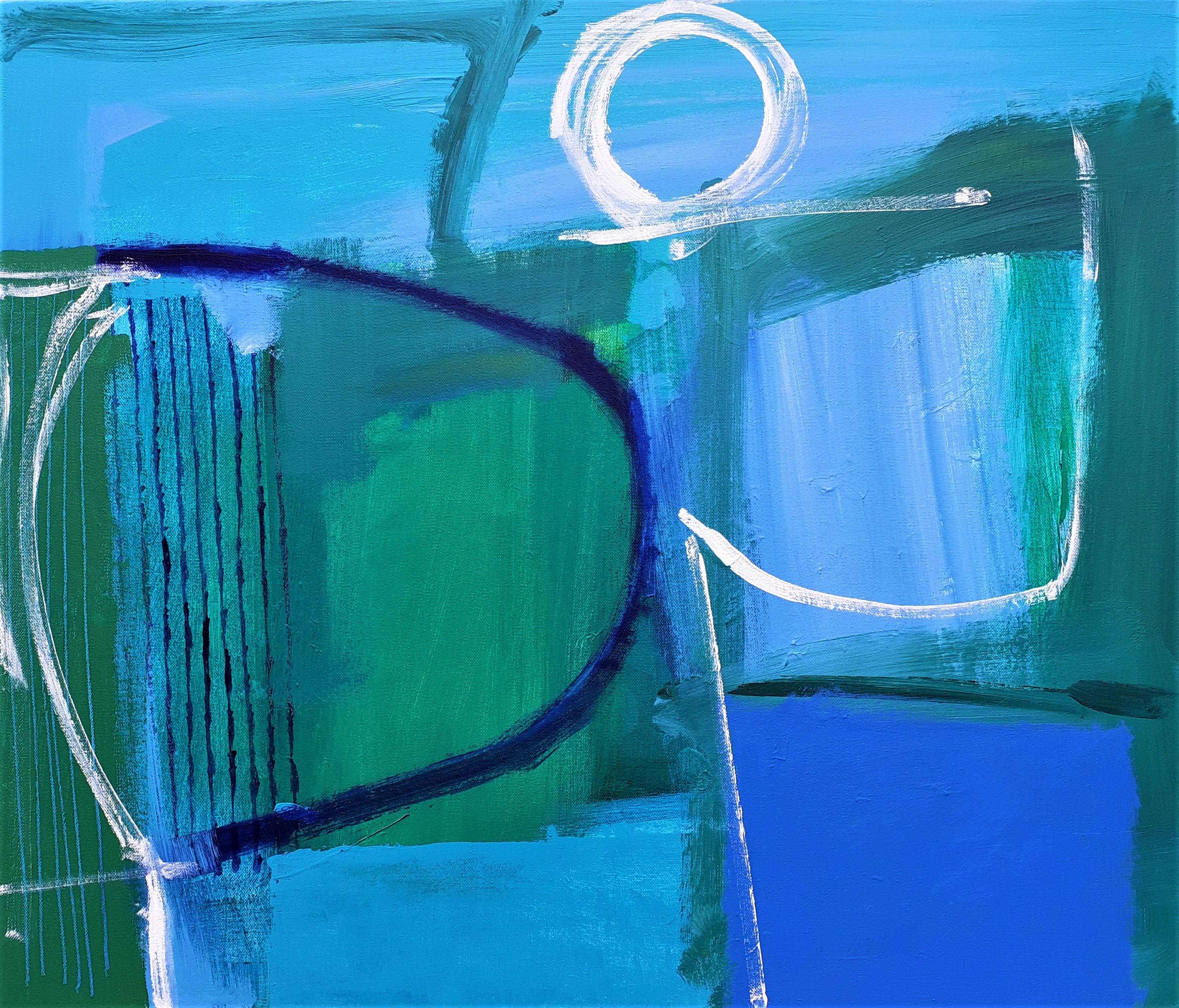 A Midsummer Night's Dream - contemporary abstract blue bright acrylic painting - Painting by Brian Bartlett