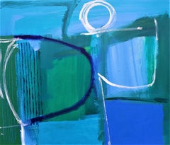 A Midsummer Night's Dream - contemporary abstract blue bright acrylic painting