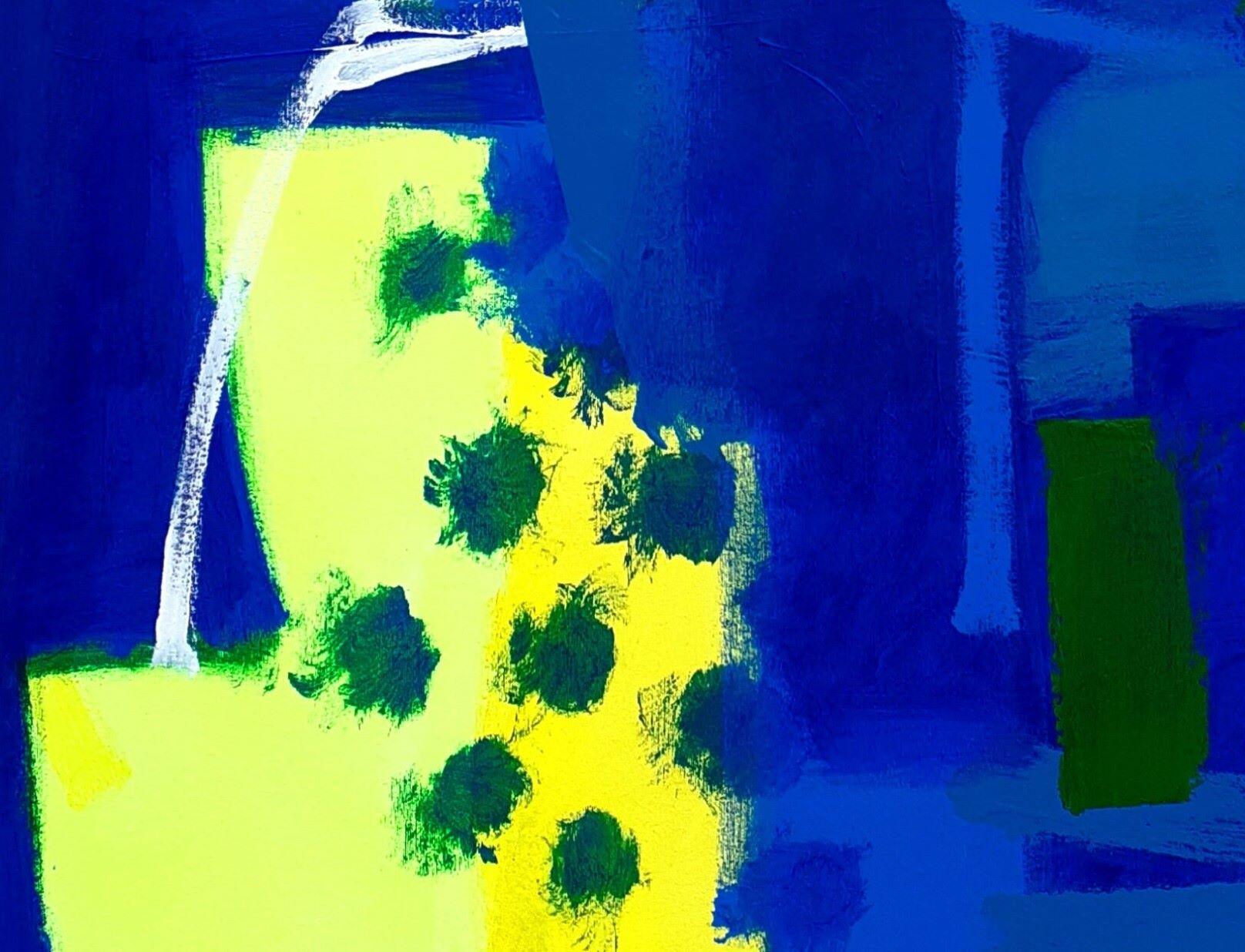 Antonio e Cleopatra - quadro quadrato astratto contemporaneo blu in acrilico - Painting Astratto di Brian Bartlett