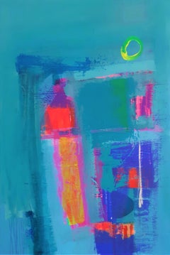 Avalon Dusk - zeitgenössisches helles farbenfrohes abstraktes Acrylgemälde