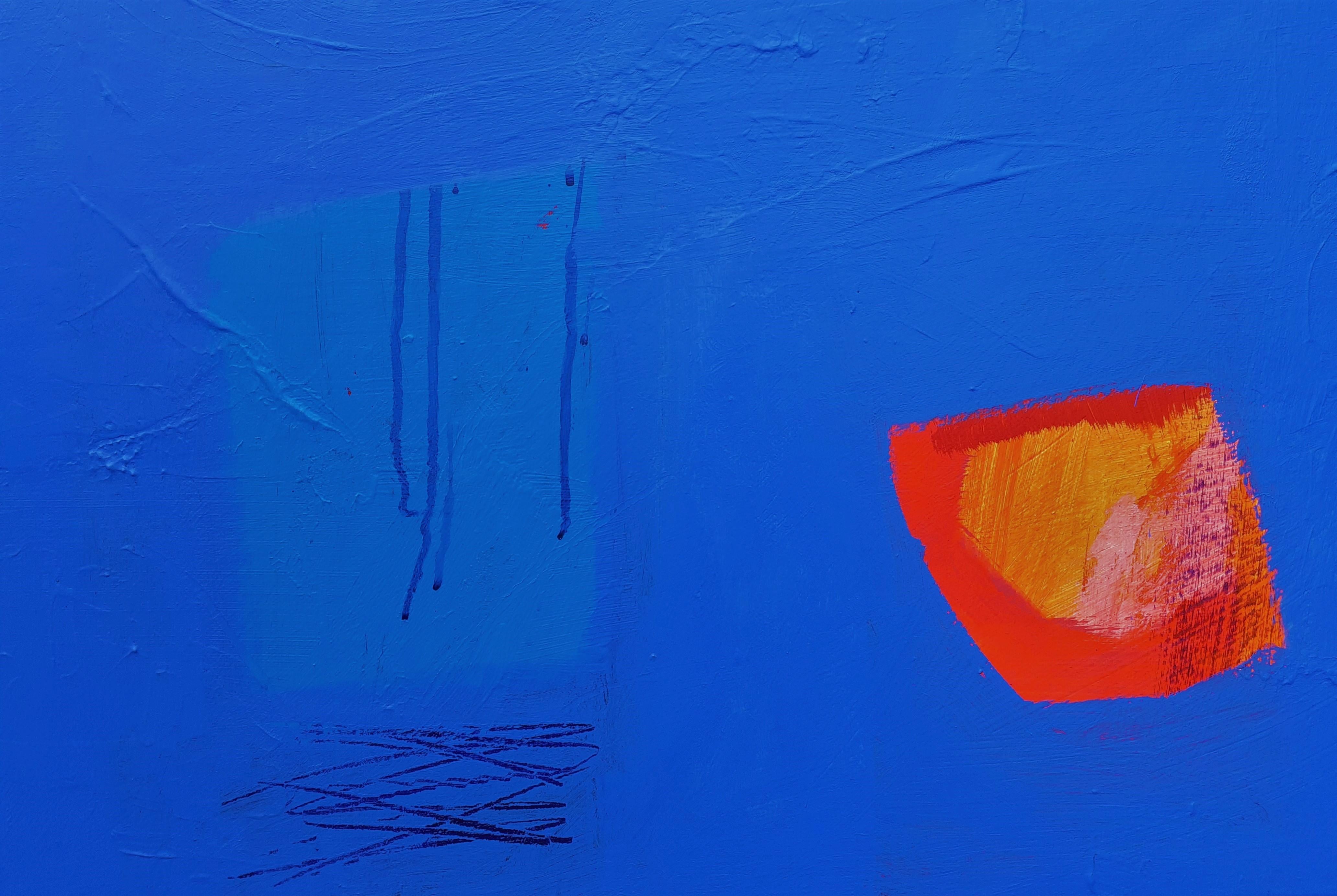 Blue Yonder - contemporary minimalistic abstract blue acrylic painting  - Abstract Painting by Brian Bartlett