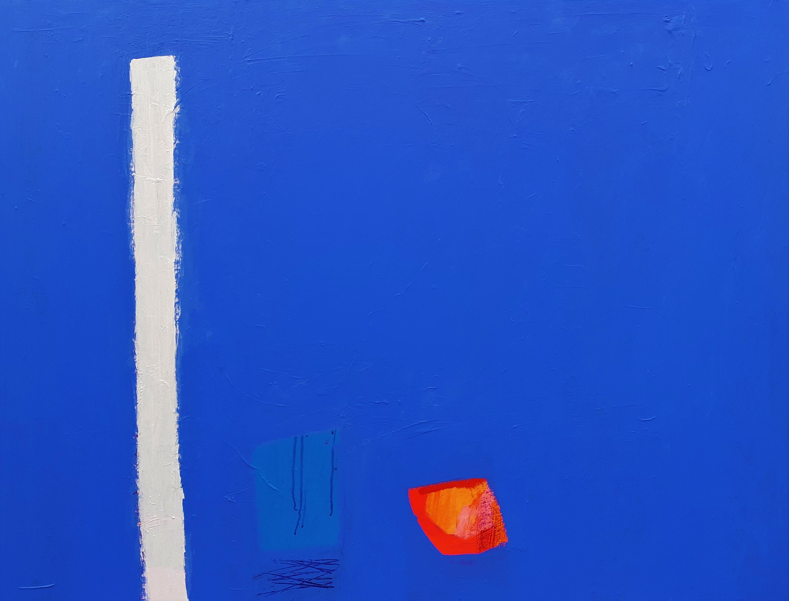 Blue Yonder - contemporary minimalistic abstract blue acrylic painting  - Painting by Brian Bartlett