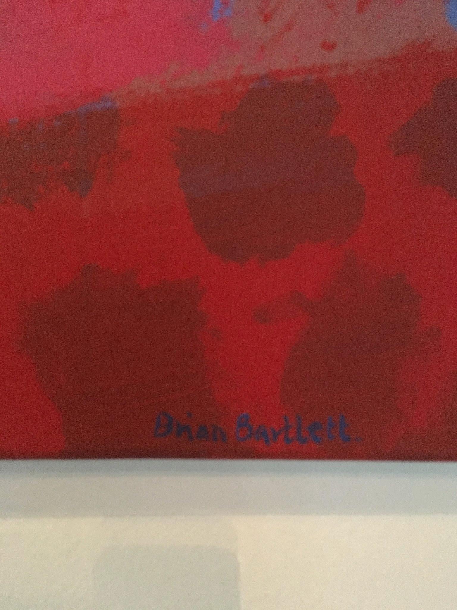 Bolero  -contemporary red and blue abstract painting acrylic on canvas - Abstract Painting by Brian Bartlett