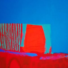 Bolero  -contemporary red and blue abstract painting acrylic on canvas