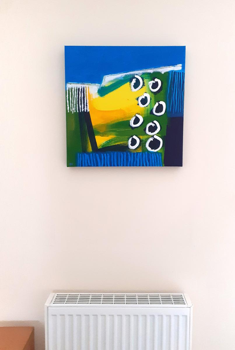 Down there on a Visit - Bright, Bold & Abstract: Unframed Acrylic on Canvas - Painting by Brian Bartlett