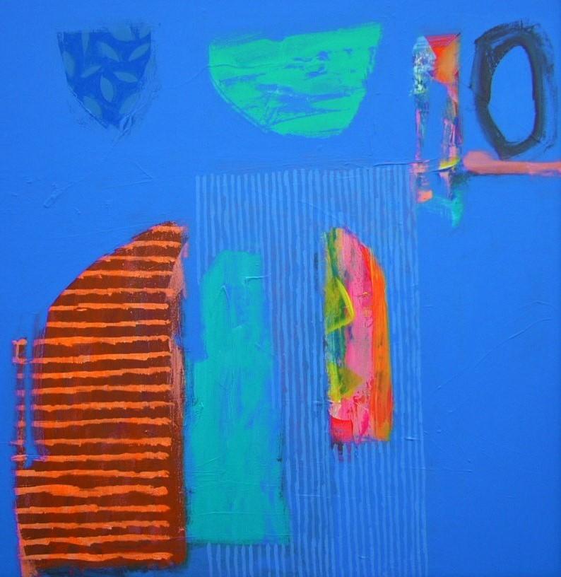 Brian Bartlett Abstract Painting - Hong Kong Garden -contemporary blue abstract painting acrylic on canvas