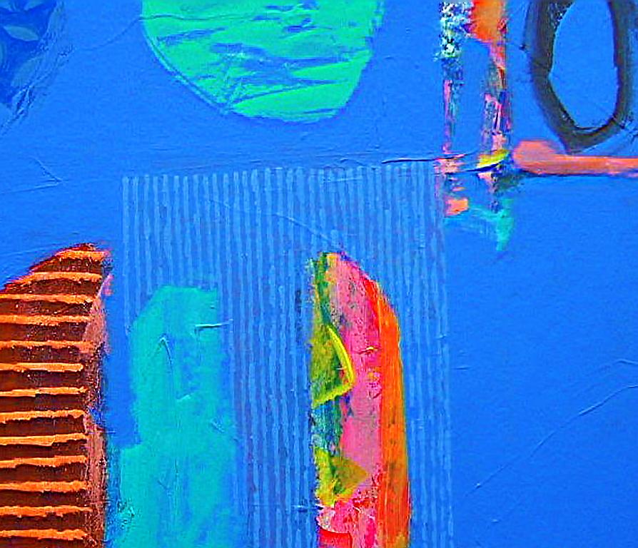 Hong Kong Garden -contemporary blue abstract painting acrylic on canvas - Painting by Brian Bartlett