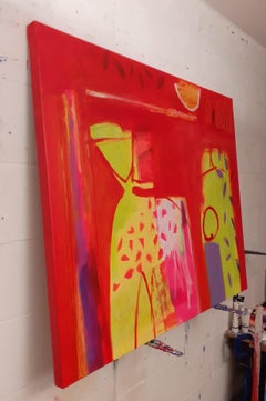 In Ancient Aswan - contemporary abstract bright colourful large acrylic painting