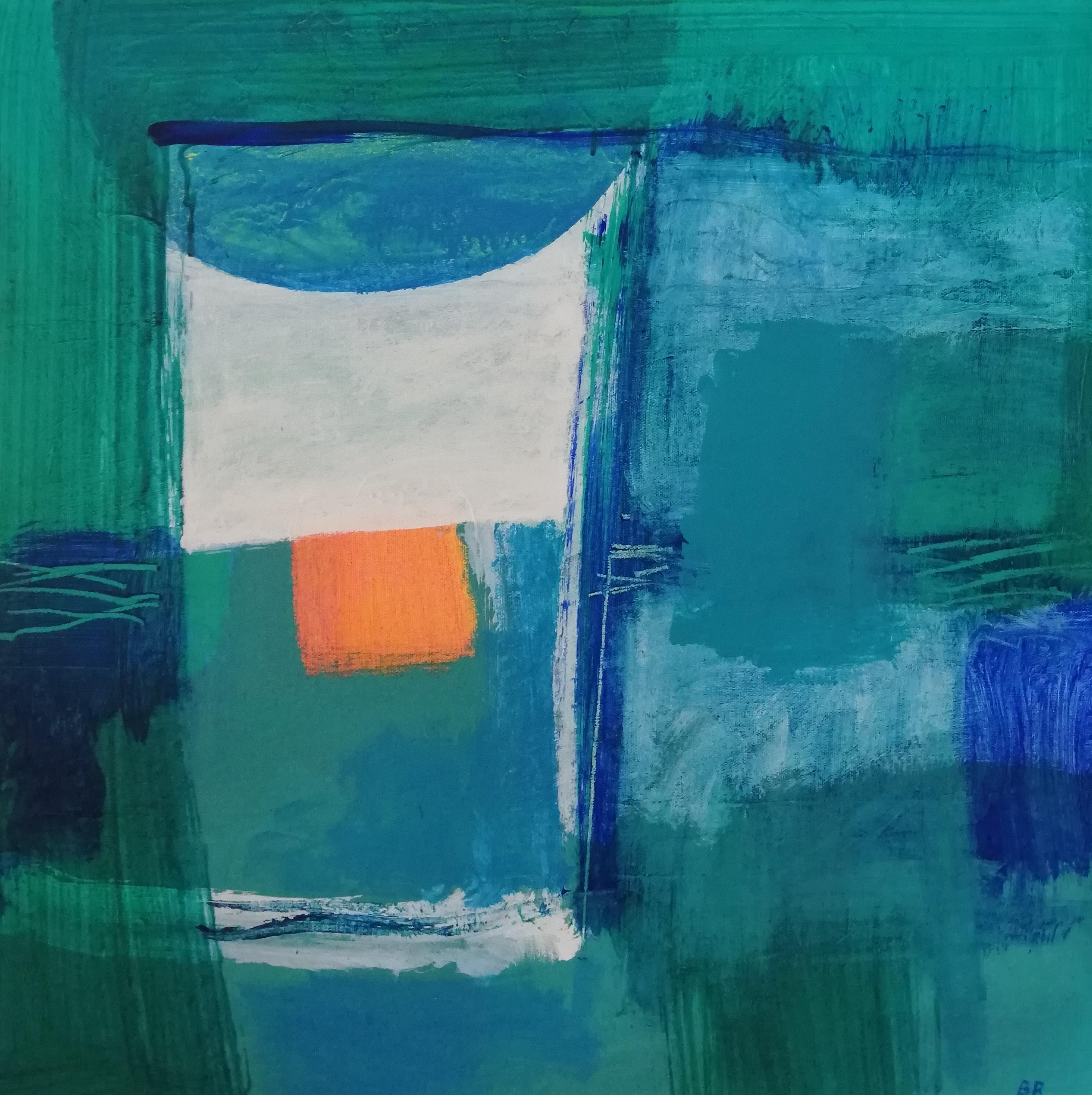 Past Times (Ever Green) - contemporary abstract bright green acrylic painting - Painting by Brian Bartlett