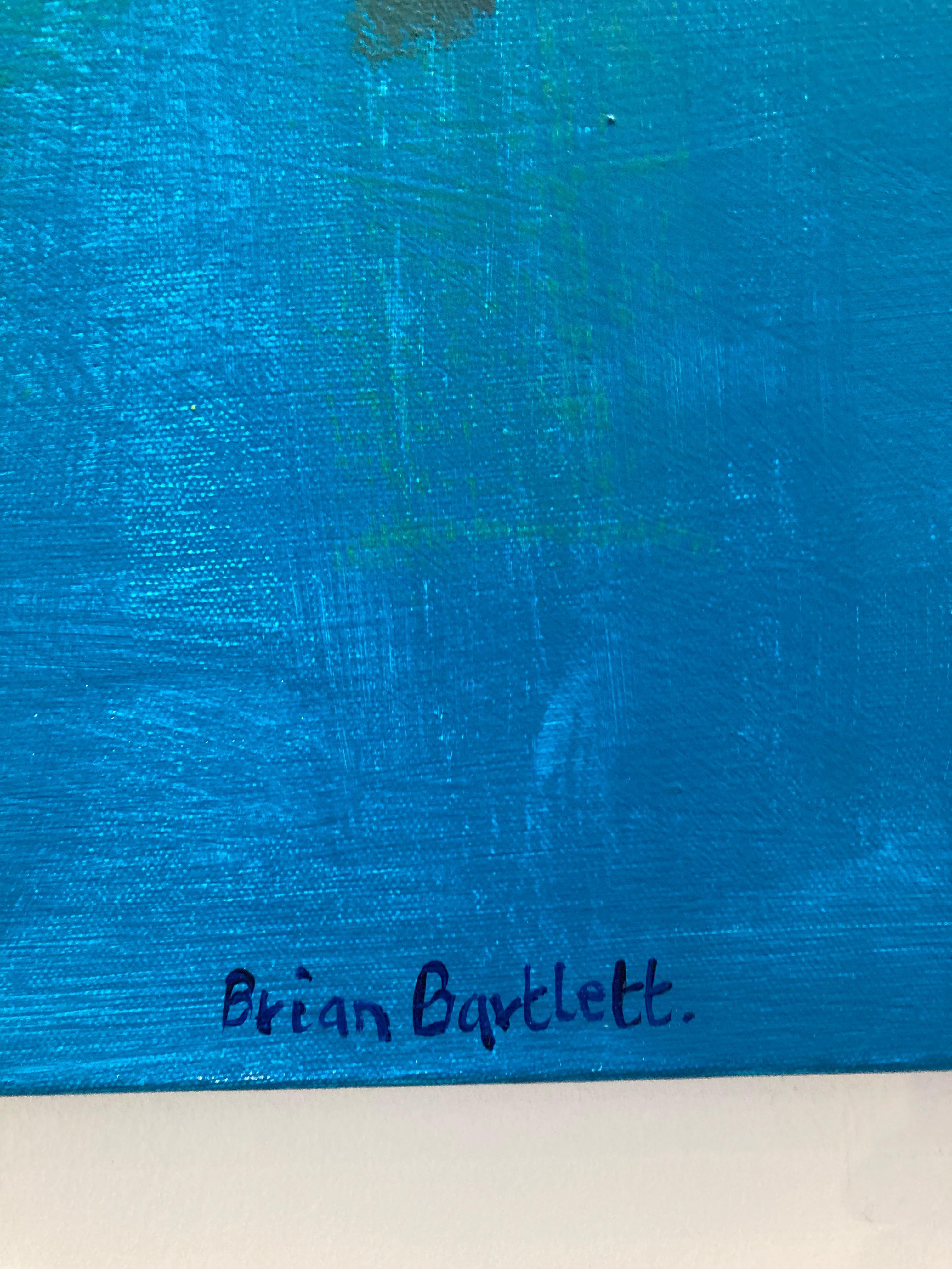 Plenty - contemporary colorful abstract bright neon acrylic painting - Blue Abstract Painting by Brian Bartlett