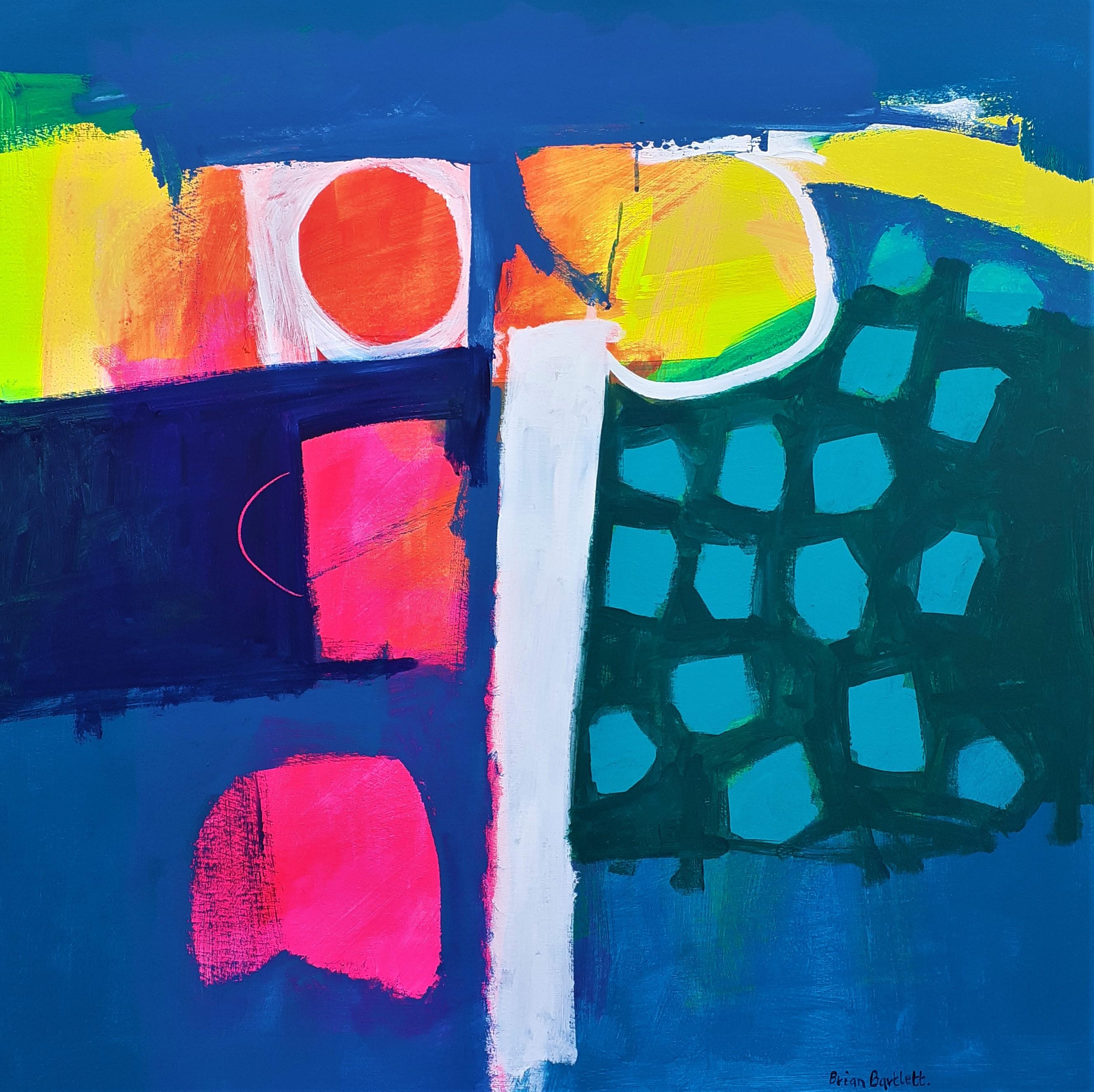 Brian Bartlett Abstract Painting - Plenty - contemporary colorful abstract bright neon acrylic painting