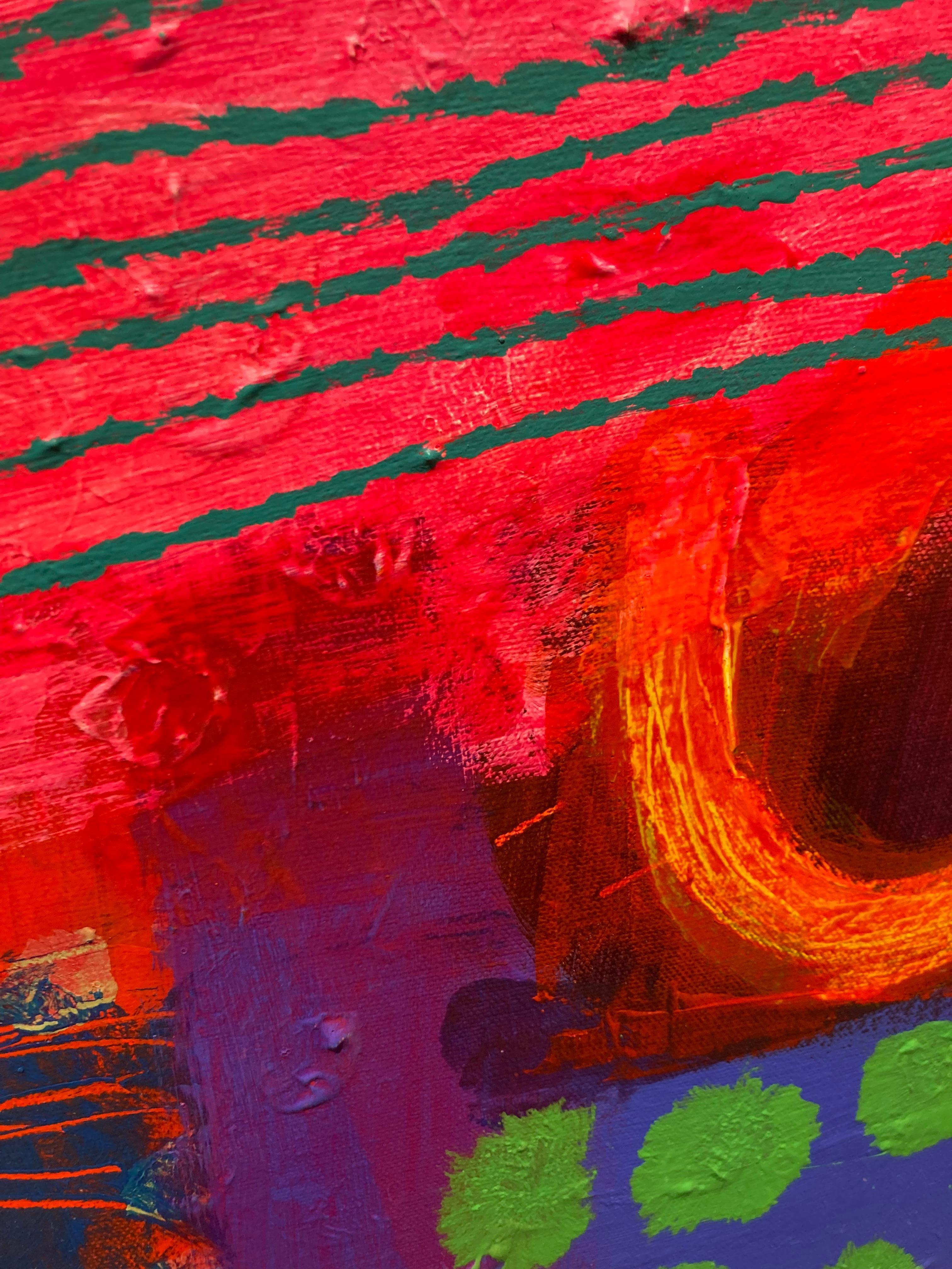 Quo Vardis - Arte contemporanea colorata e astratta: Pittura acrilica su tela - Abstract Painting Blu di Brian Bartlett