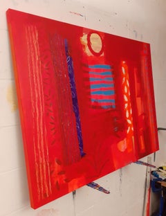 Red Antigua - contemporary abstract red acrylic painting canvas