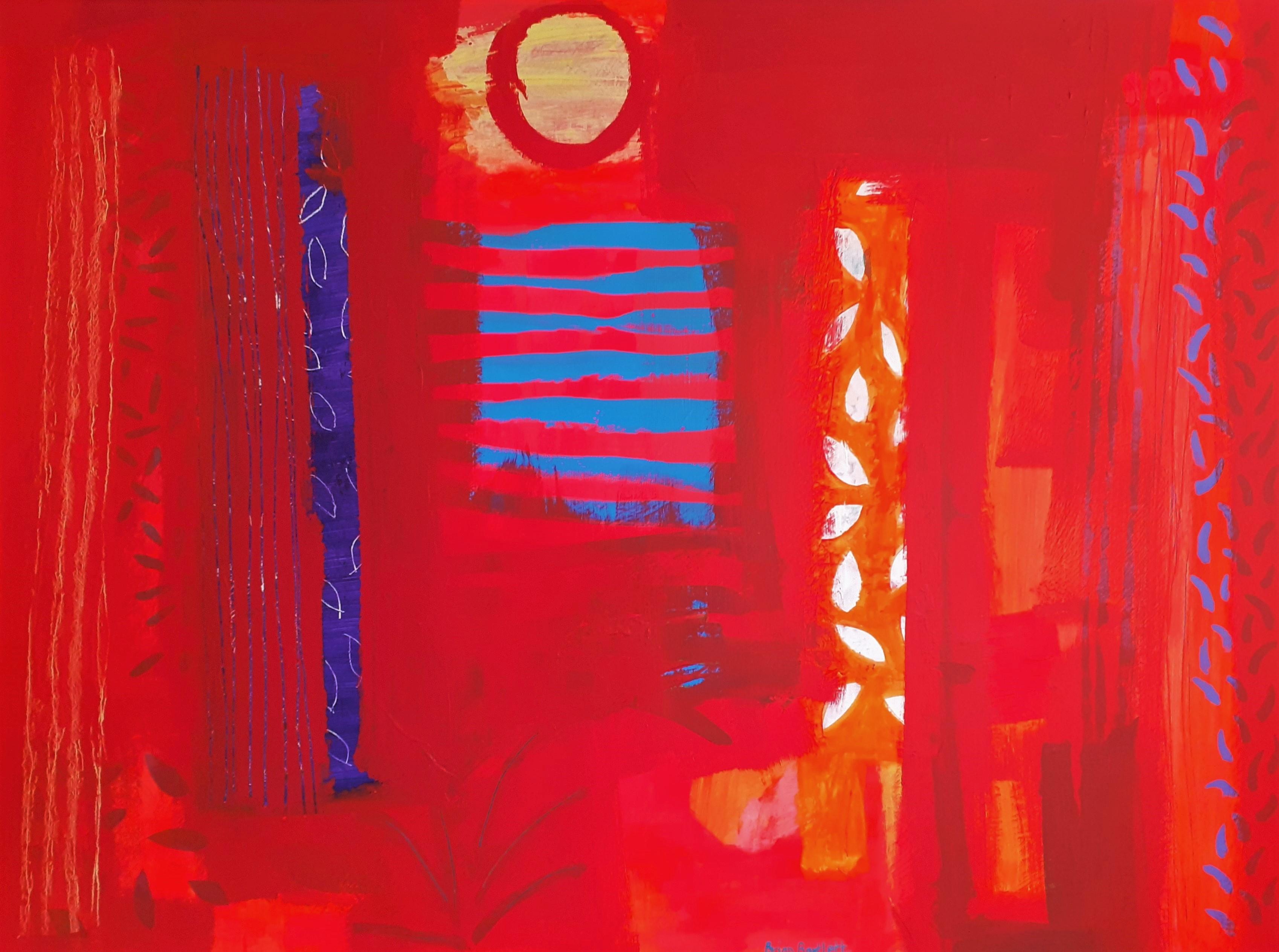 Brian Bartlett Abstract Painting - Red Antigua - contemporary abstract red acrylic painting canvas