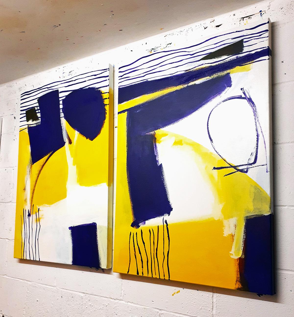 Rumba (dittico) - dittico astratto contemporaneo di pittura acrilica su tela 1