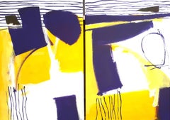 Rumba (diptych) - contemporary abstract diptych acrylic painting on canvas