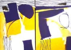 Rumba (Diptychon) – zeitgenössisches abstraktes Diptychon aus Acryl auf Leinwand