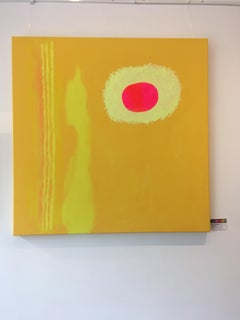 Sahara - contemporary bright yellow abstract acrylic painting