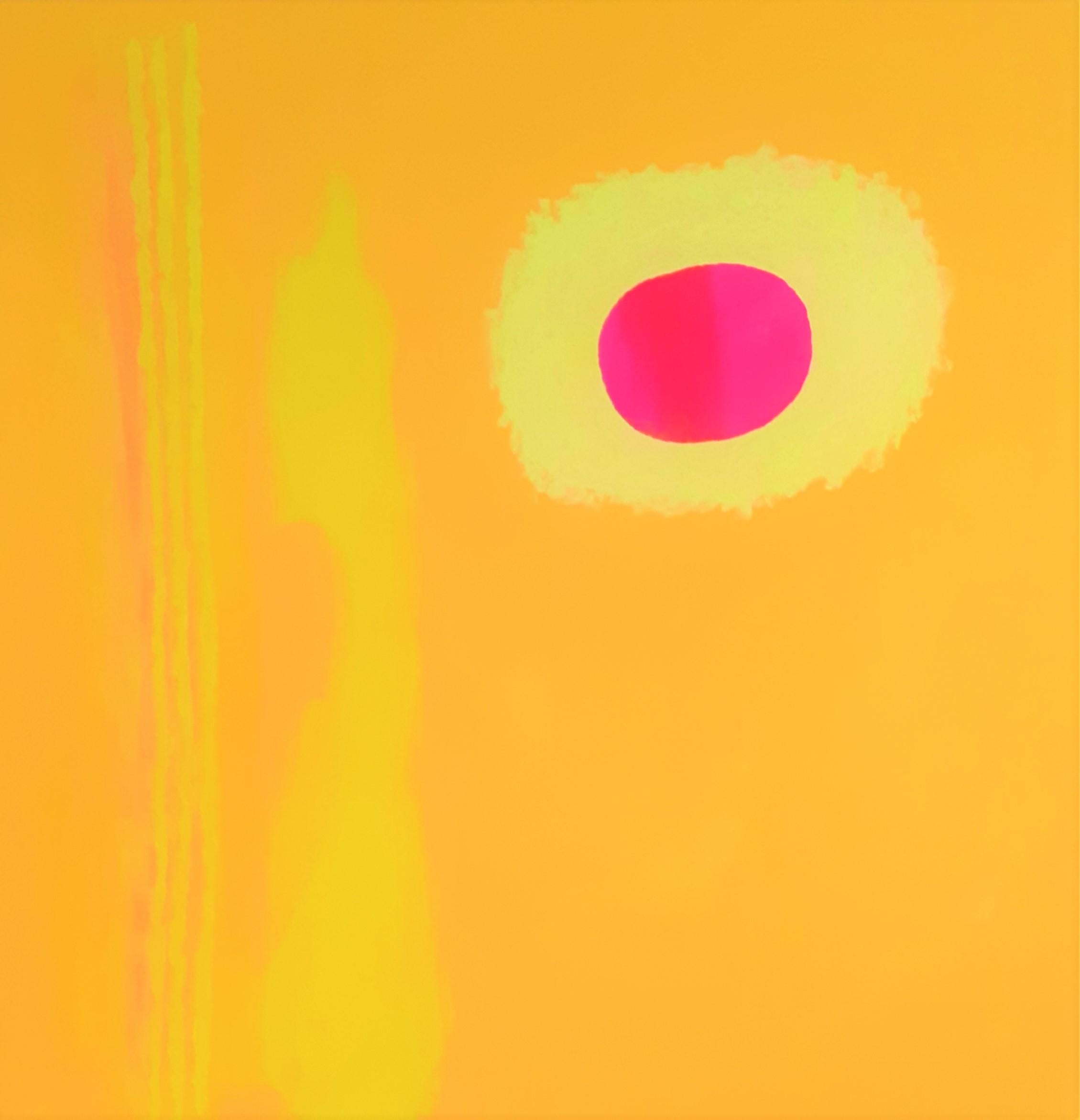 Sahara - contemporary bright yellow abstract acrylic painting - Painting by Brian Bartlett