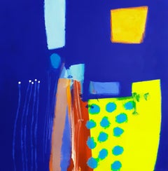 Segeln nach Ischia - zeitgenössische hellblau bunt abstrakte Acrylmalerei