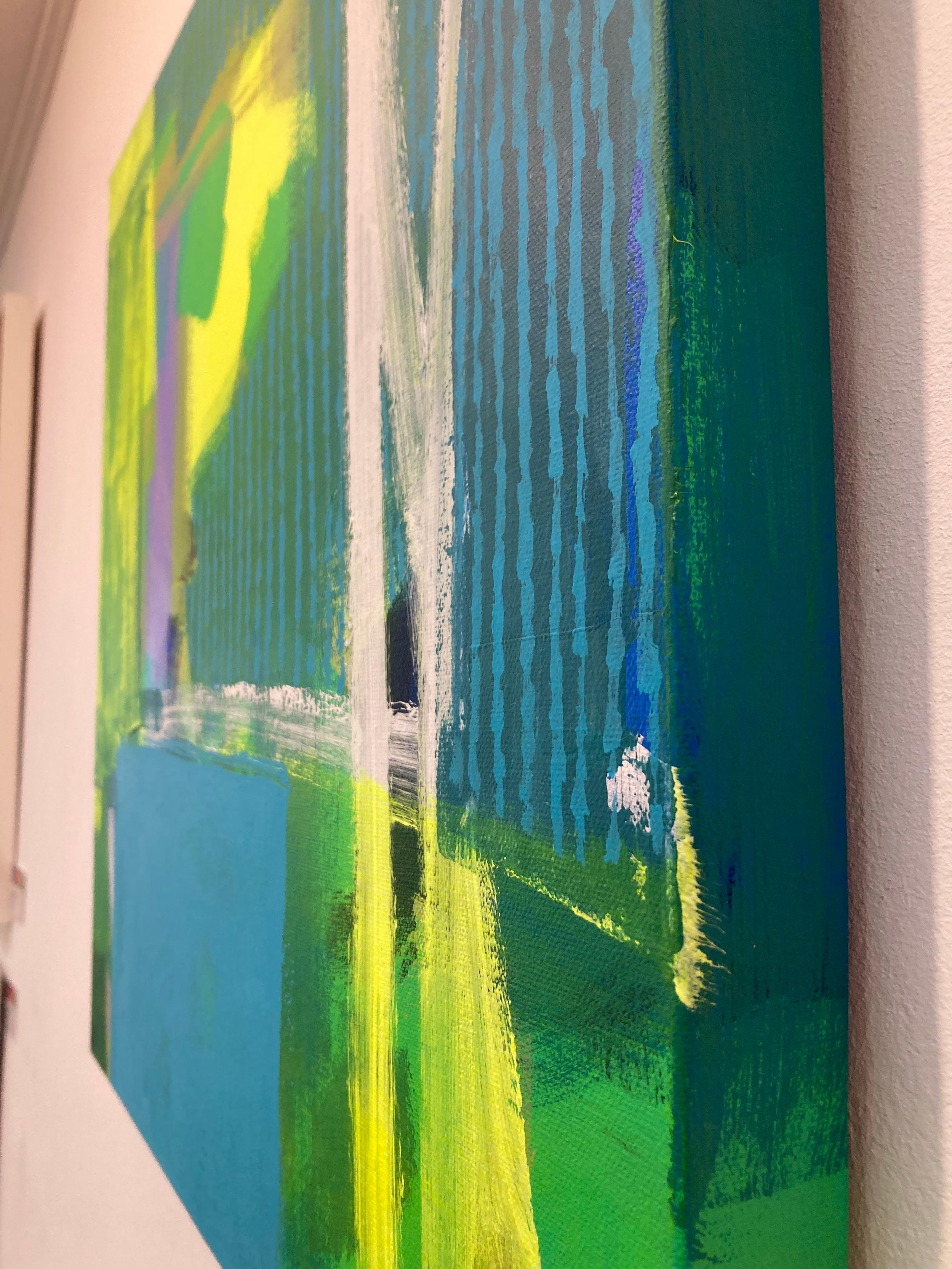 Tahití - pintura acrílica abstracta contemporánea, colorista y atrevida en venta 1